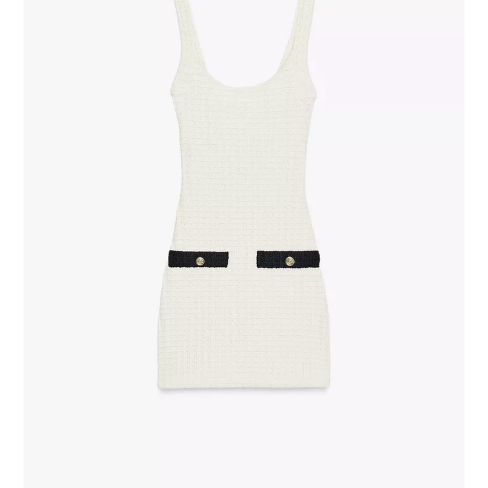 Zara White Mini Dress with Black Details